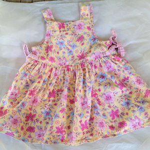 BABY LULU Yellow Floral Cotton Blend Dress 18M